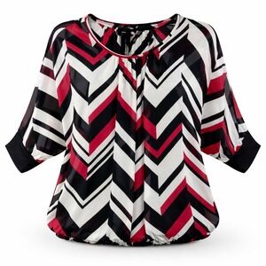 By & By Womens XL Chevron Blouse Dolman Sleeves Office Casual Comfortable Cami